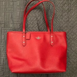 Medium size Coach red tote brand new with tags!